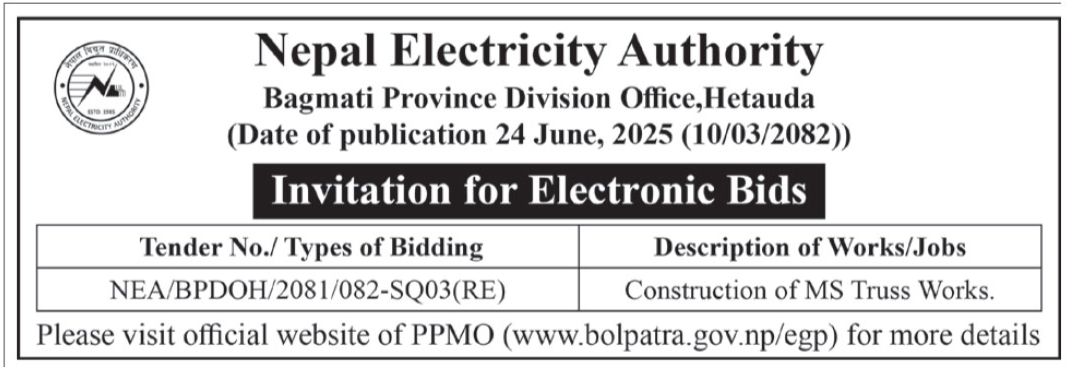 Invitation For Electronic Bids For Construction Of Ms Truss Works