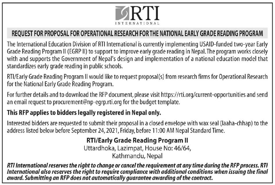 Operational Research for The National Early Grade Reading Program