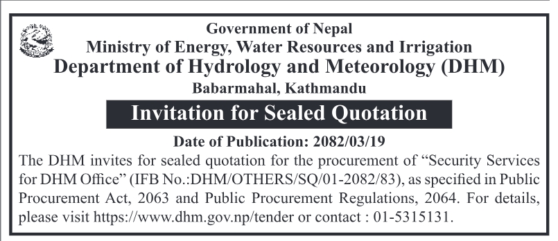 Invitation For Sealed Quotation For Security Services For DHM Office