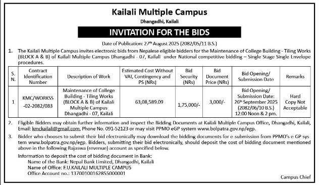 Invitation For Bid For Maintenance Of College Building