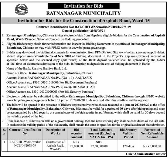 Construction of Asphalt Road, Ward-15
