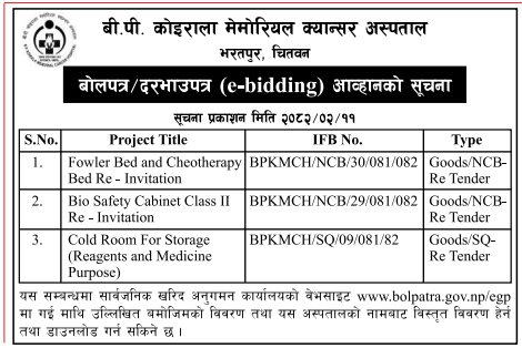 बोलपत्र/दरभाउपत्र (e-bidding) आव्हानको सूचना