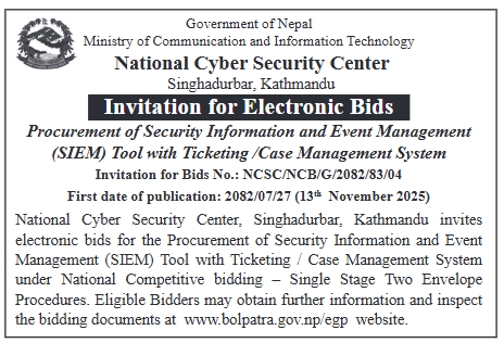 Invitation For Bid For Procurement Of Security Information And Event Management (Siem) Tool With Ticketing/case Management System
