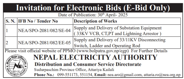 Invitation for Electronic Bids for Supply and Delivery of Substation Equipment