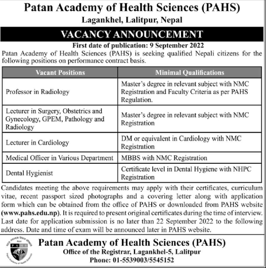 Medical Officer in Various Department