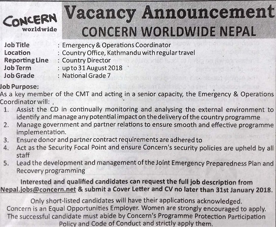 Emergency & Operations Coordinator