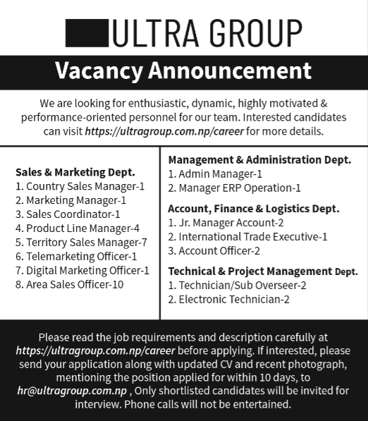 product-line-manager-job-vacancy-in-nepal-ultra-group-june-2022