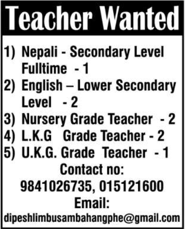 L.K.G Grade Teacher