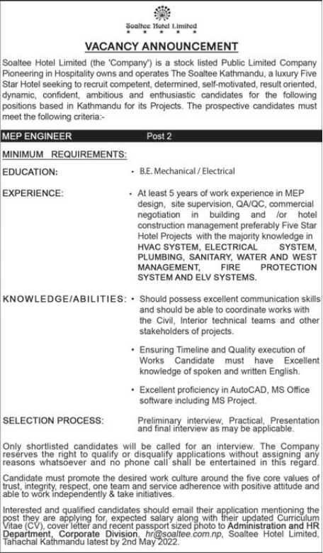 MEP ENGINEER