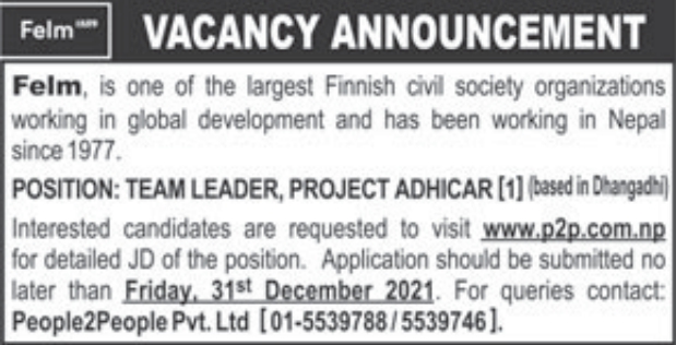 TEAM LEADER, PROJECT ADHICAR
