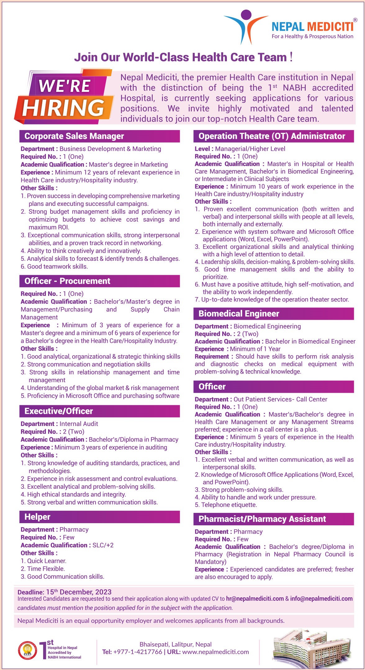 Operation Theatre (OT) Administrator