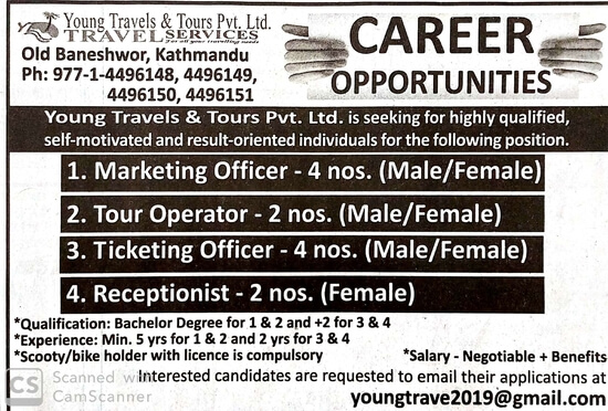 Tour Operator (Male/Female)