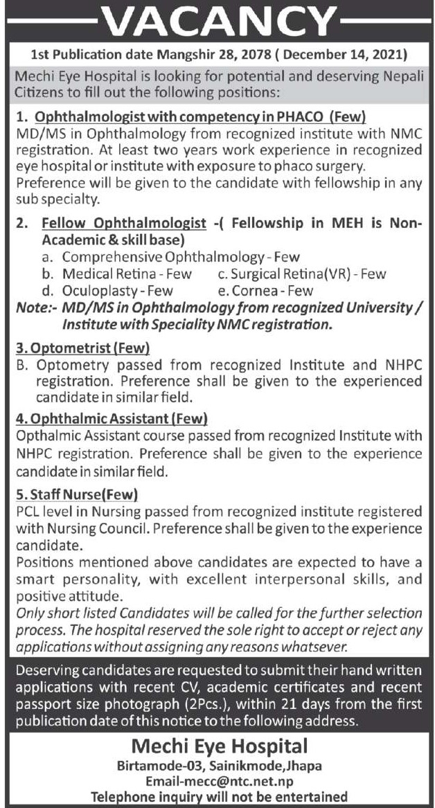 Ophthalmologist with competency in PHACO