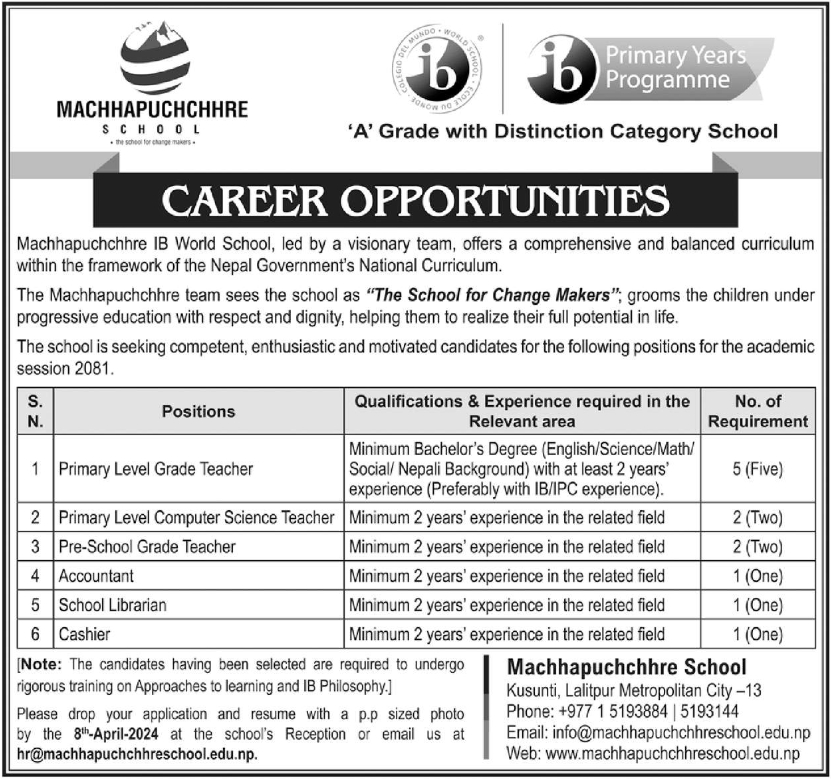 Primary Level Grade Teacher