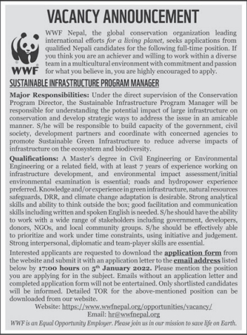 SUSTAINABLE INFRASTRUCTURE PROGRAM MANAGER
