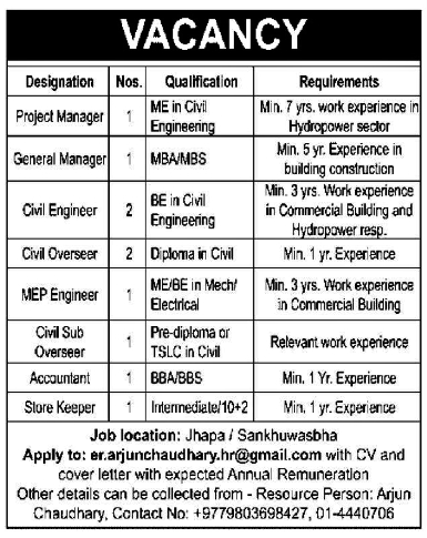 MEP Engineer Job Vacancy in Nepal - Newspaper-Construction - Aug. 2023 ...