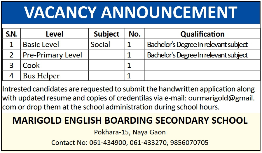 Pre-Primary Level Social Teacher