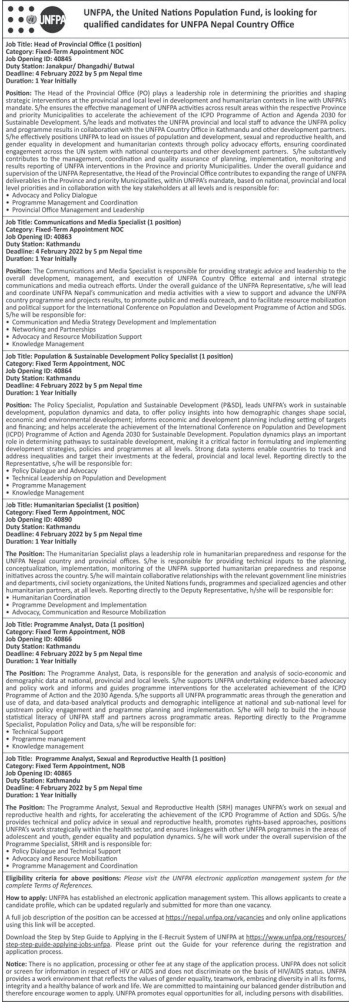 Programme Analyst, Sexual and Reproductive Health