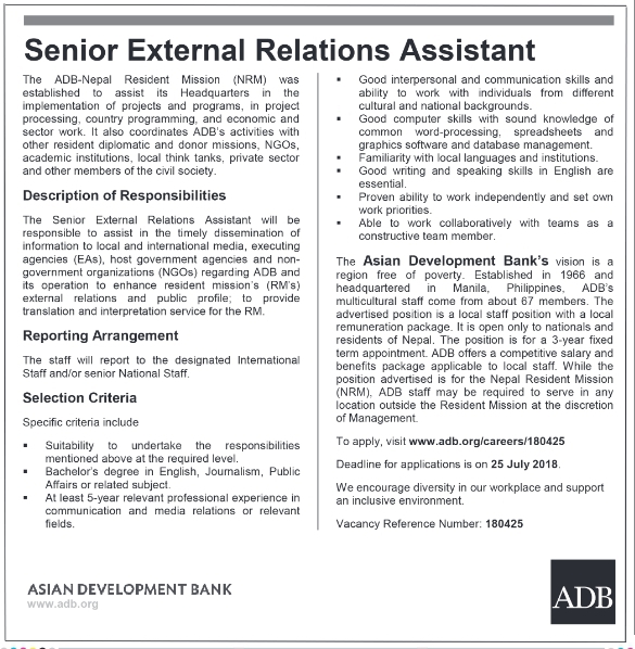 Senior External Relation Assistant