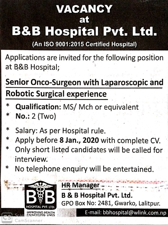 Senior Onco - Surgeon with Laparoscopic and Robotic Surgical Experience