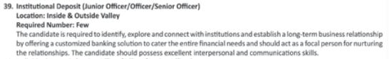 Institutional Deposit (Junior Officer/Officer/Senior Officer) (Few)