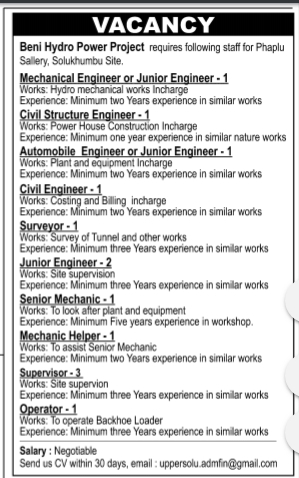 Mechanical Engineer or Junior Engineer