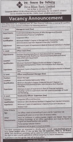 Officer Level/Assistant Manager (Few) Job Vacancy in Nepal ...