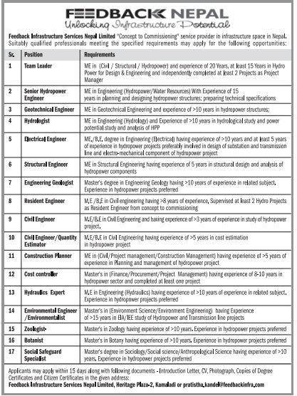 Civil Engineer Job Vacancy in Nepal - Feedback infrastructure Service