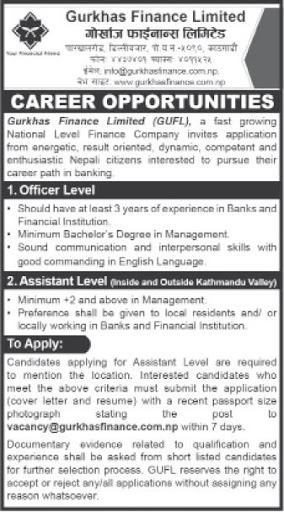 Assistant Level(Inside and Outside Kathmandu Valley ) Job Vacancy in ...