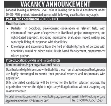 Field Coordinator- ONGD- FNEL