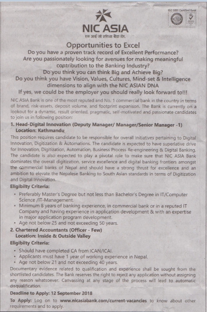 Head-Digital Innovation (Deputy Manager/Manager/Senior Manager)