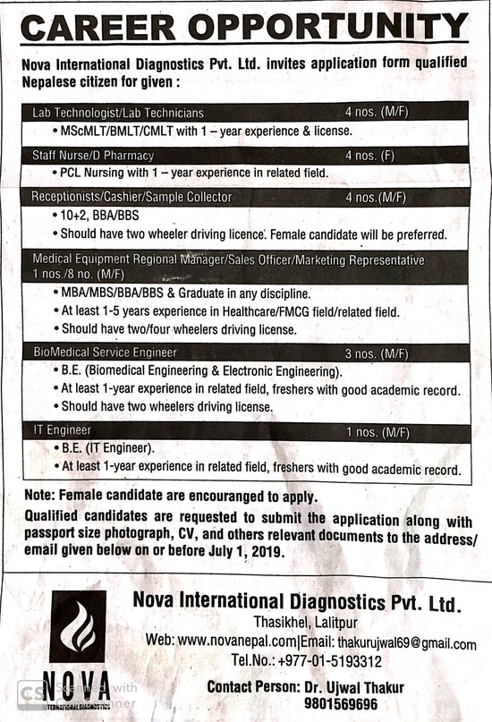 Lab Technologist/Lab Technicians