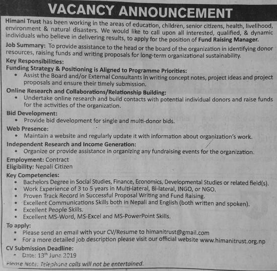Fund Raising Manager