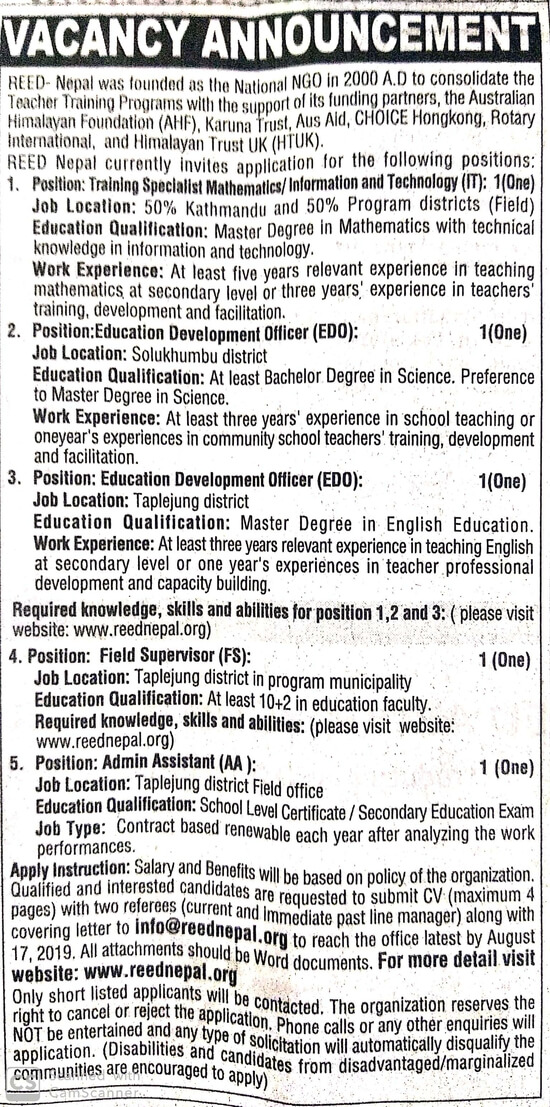 Training Specialist Mathematics/Information and Technology (IT)