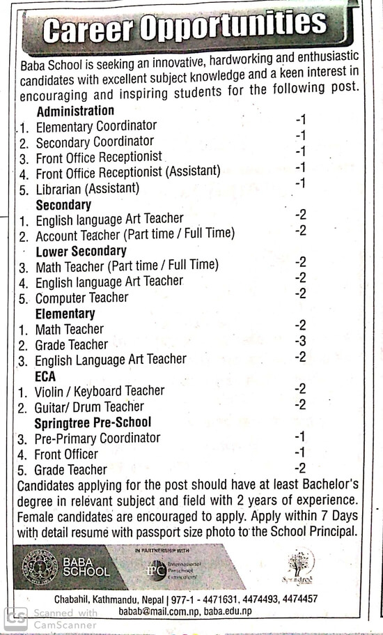 Lower Secondary (English Art Teacher)