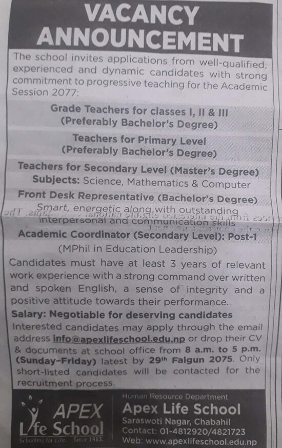 Teachers for Secondary Level