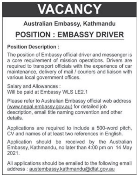 Driver jobs in embassy belgrade