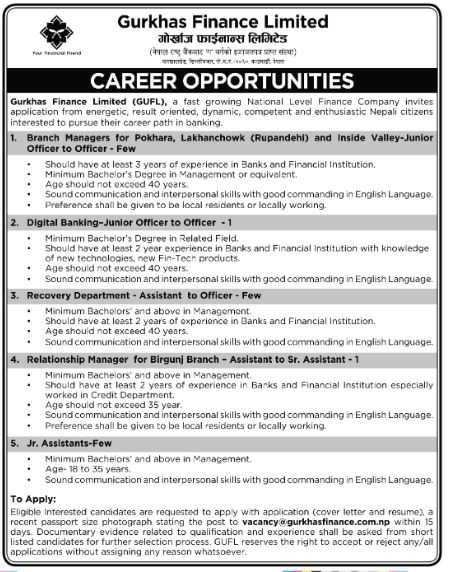 Junior Assistants (Few)
