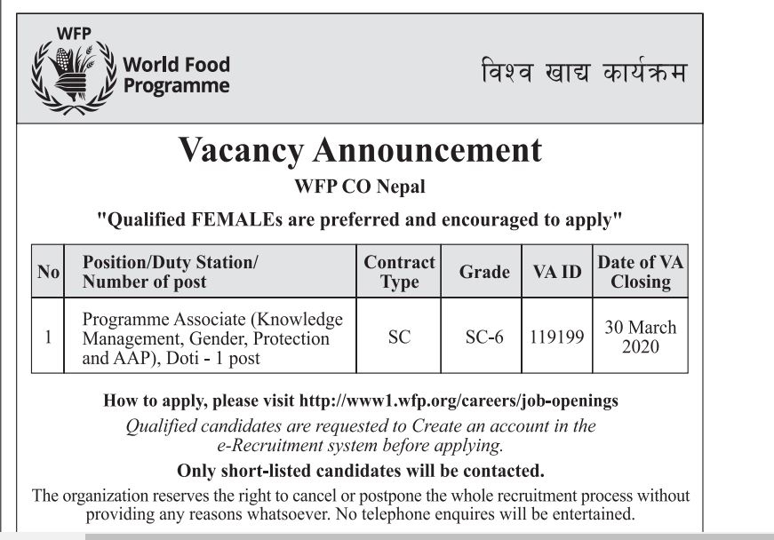Programme Associate ( Knowledge Management, Gender, Protection and AAP)