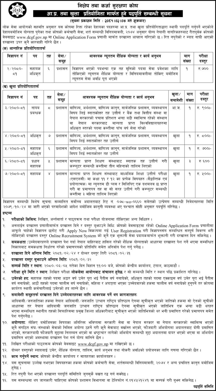 Multiple Vacancies (Deputy Manager  to Assistant)