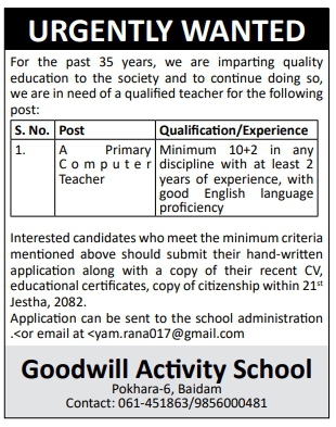 Primary Computer Teacher