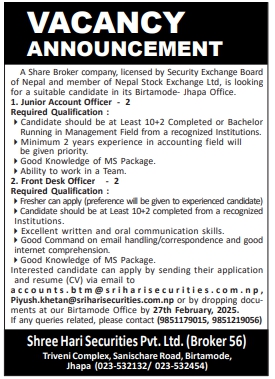 Front Desk Officer