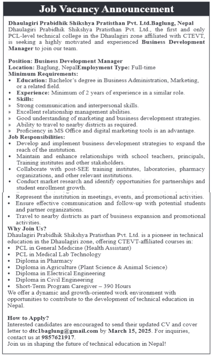 Business Development Manager