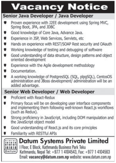 Senior Java Developer/ Java Developer
