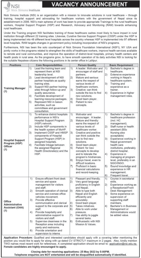 Hospital Support Program (HSP) Officer