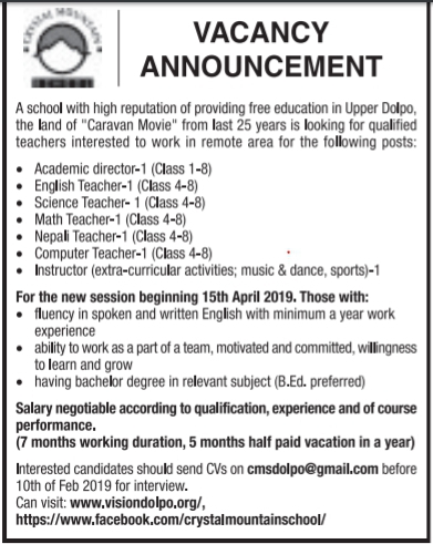 English Teacher (Class 4-8)