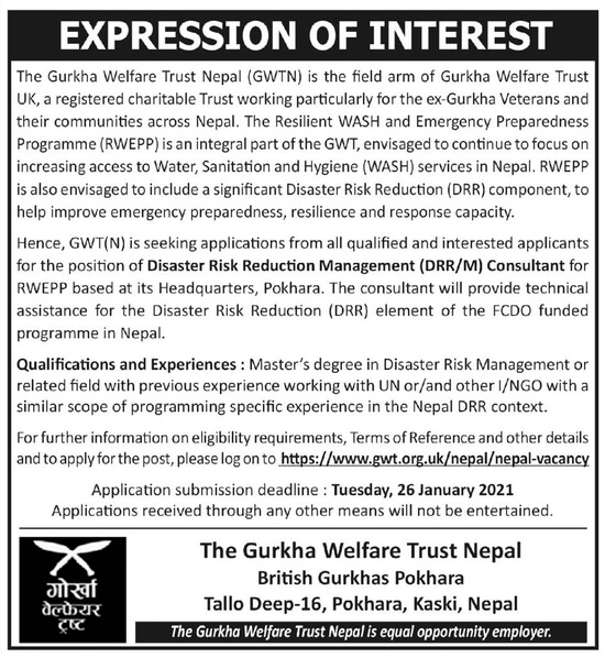 Disaster Risk Reduction Management (DRR/M) Consultant