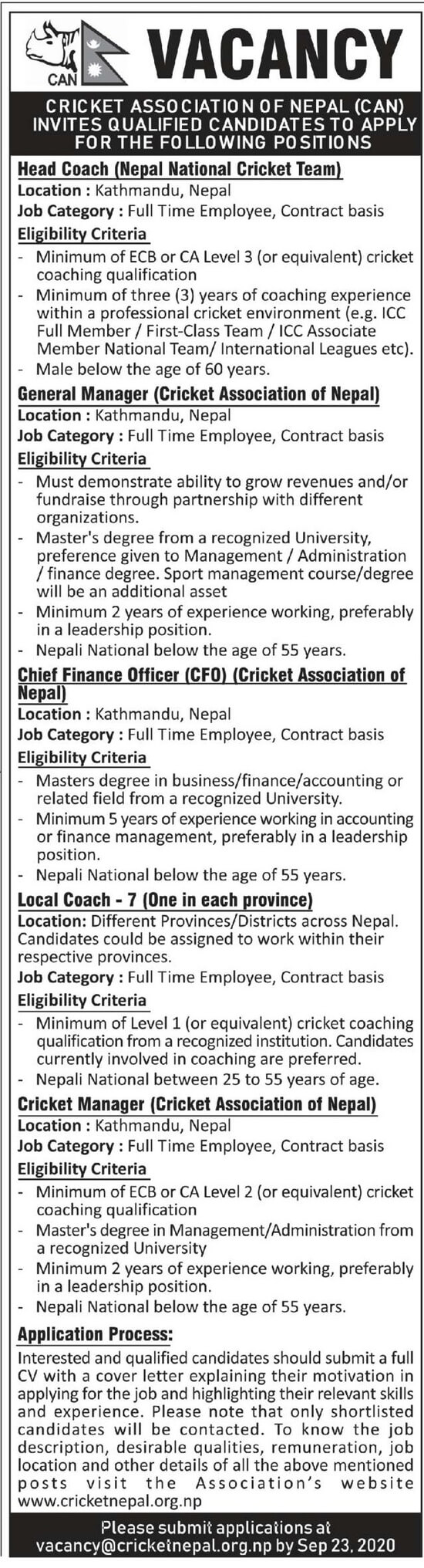Cricket Manager (Cricket Association of Nepal)