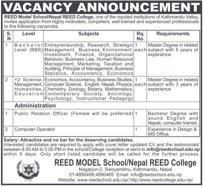 Lecturer (few) (Bachelor Level) Job Vacancy in Nepal ...