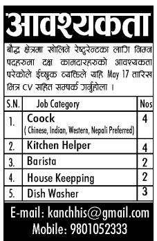 Kitchen Helper Job Vacancy In Nepal A Reputed Restaurant May 2019 Merojob